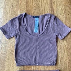 Zara pink cropped top in size xs